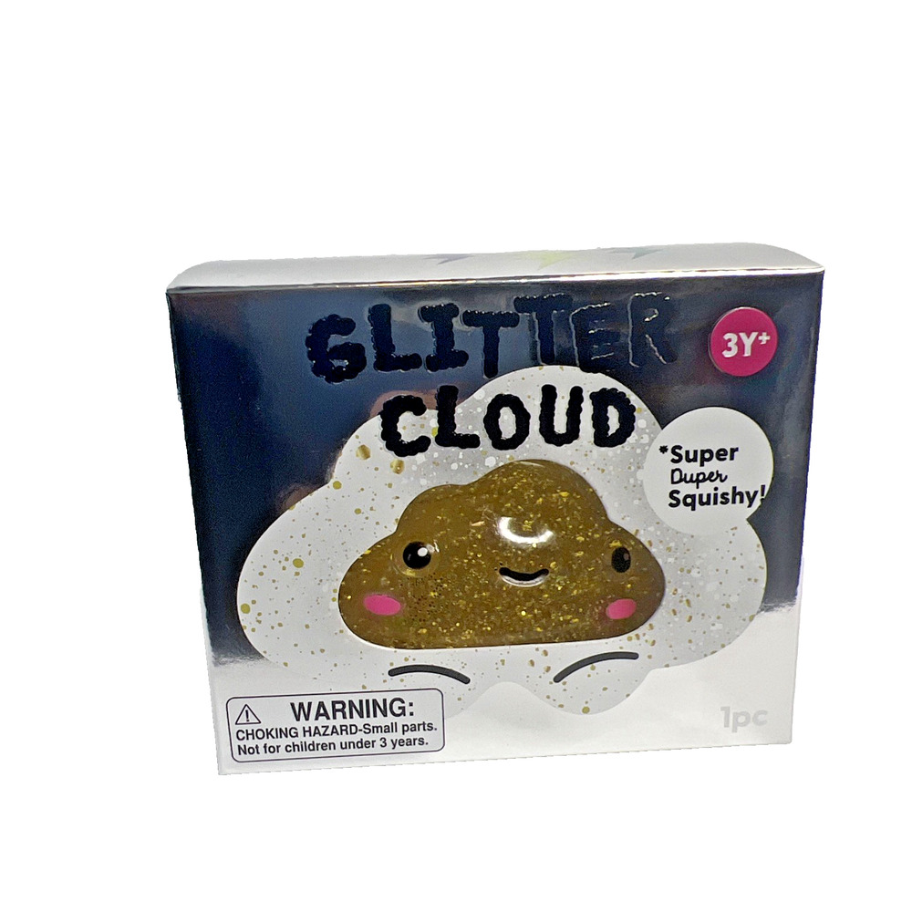 NEW J'Adore Glitter Cloud Super Duper Squishy Tactile Squeeze Toy CLEAR